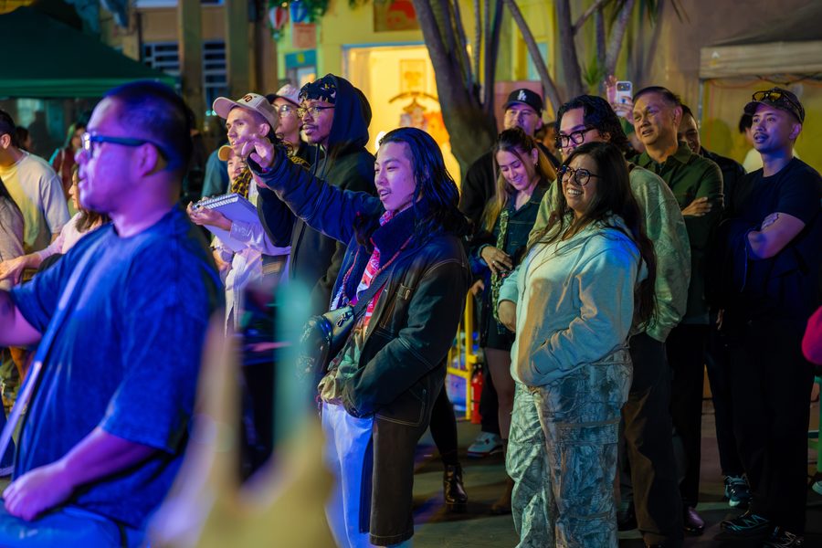 Crowd enjoying music at DS Night Market Friday night